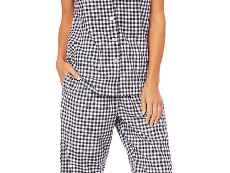 Capri Pajama Set - Dark Navy Gingham For Cheap