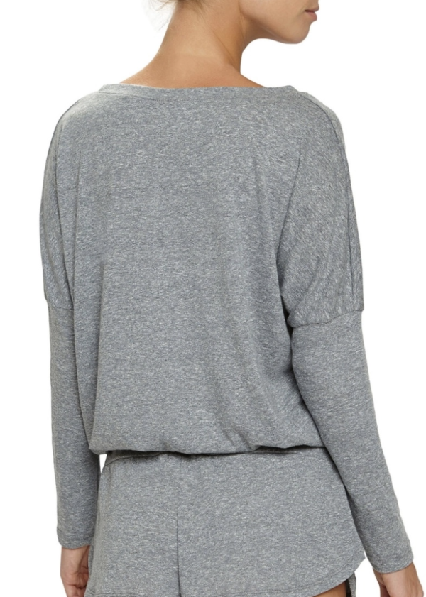 Eberjey Heather Cotton Blend Slouchy Top - Black Navy Gray Online now