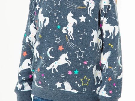 Flying Night Blue Unicorn Fleece Tweens Sweater Online Hot Sale