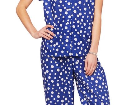 Capri Pajama Set - Blue Polka Dots For Cheap