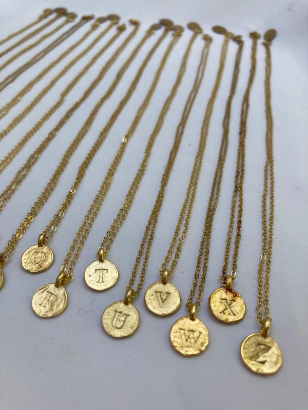 Gold-Plated Stamped Initial Letter Necklace Cheap