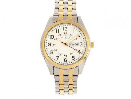 Elevon Gann Bracelet Watch w Day Date - Gold Silver Fashion