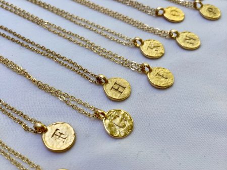 Gold-Plated Stamped Initial Letter Necklace Cheap