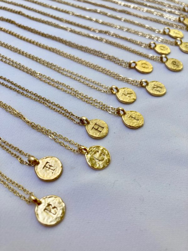 Gold-Plated Stamped Initial Letter Necklace Cheap