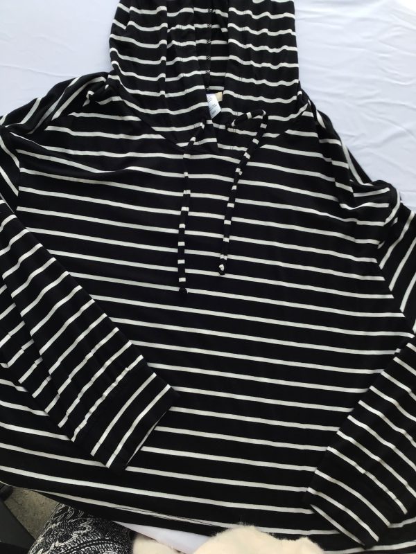 Eberjey Black and White Stripe Lounge Hoodie Online