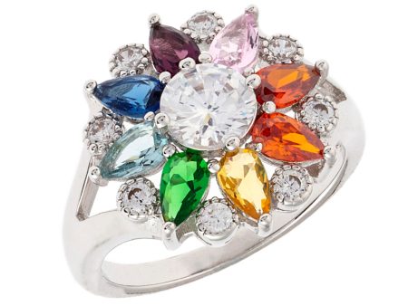 Bertha Juliet Women s 18k Gold Plated Rainbow Floral Statement Fashion Ring Hot on Sale