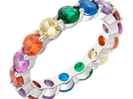 Bertha Juliet Women s 18k Gold Plated Stackable Rainbow Eternity Fashion Ring on Sale