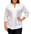 Floral Embroidered White Cotton Pleated Top Cheap