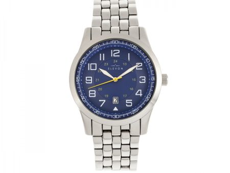 Elevon Garrison Bracelet Watch w Date - Silver Blue For Cheap