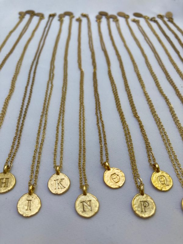 Gold-Plated Stamped Initial Letter Necklace Cheap