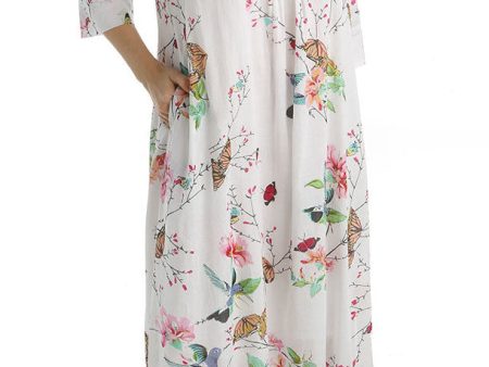 Cotton Voile Hummingbird Printed Nightgown Hot on Sale