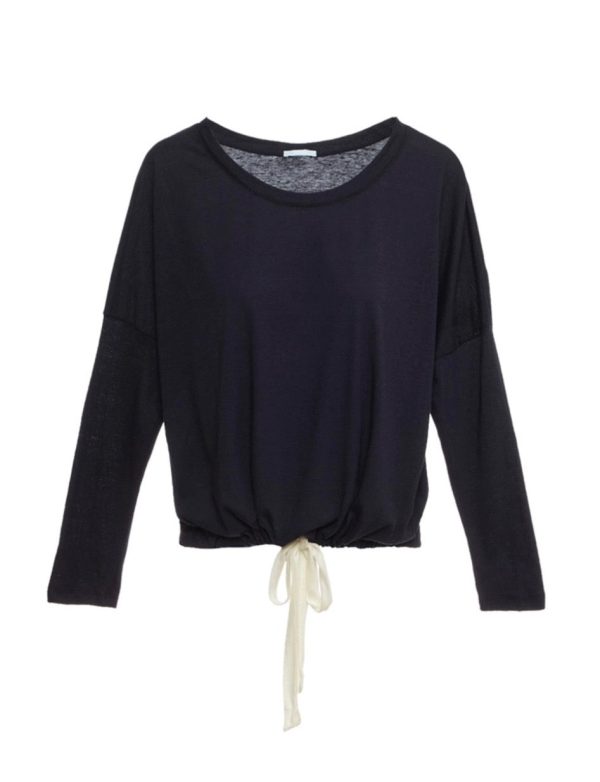 Eberjey Heather Cotton Blend Slouchy Top - Black Navy Gray Online now