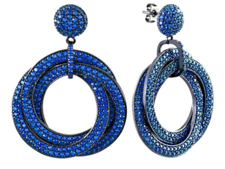 Elegant Confetti Tokyo Women s 18k Black Gold Plated Blue Pave Statement Fashion Earrings Online Hot Sale