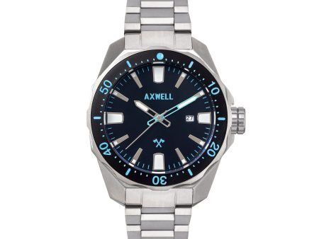 Axwell Timber Bracelet Watch w  Date - Black Blue Fashion