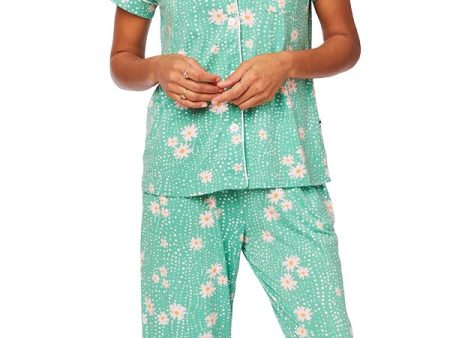 Capri Pant Pajama Set - Lazy Daisy Green on Sale