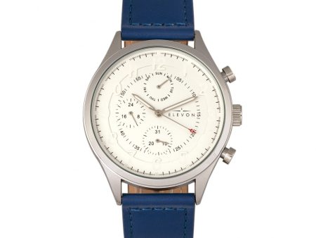 Elevon Lindbergh Leather-Band Watch w Day Date -  Blue White Supply