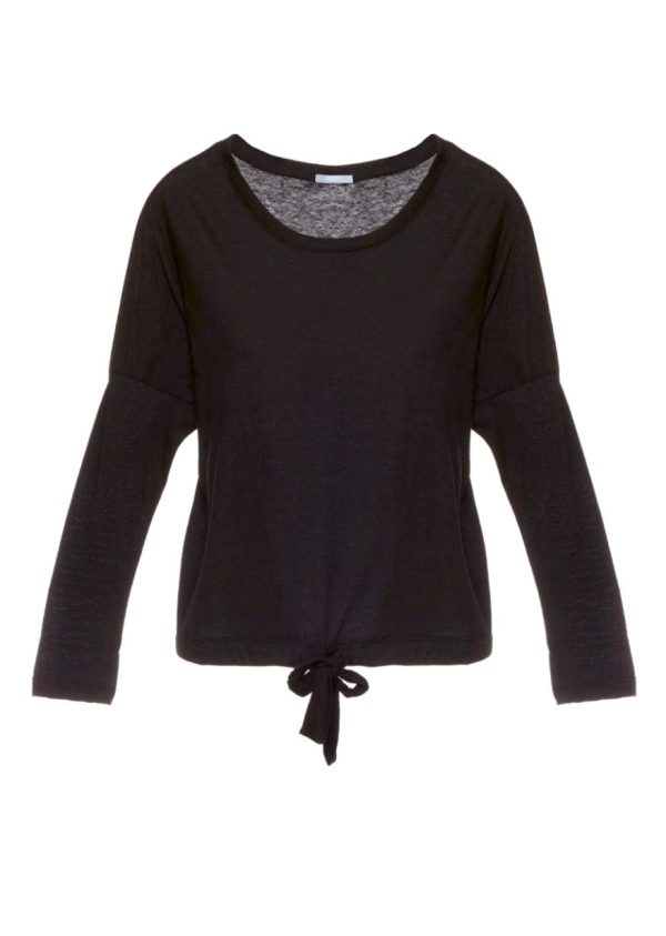 Eberjey Heather Cotton Blend Slouchy Top - Black Navy Gray Online now