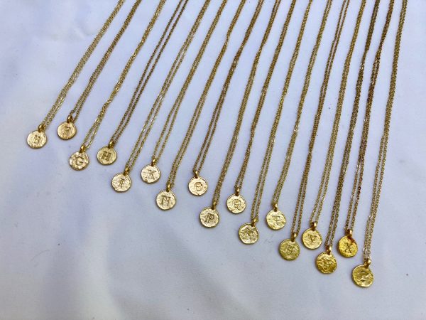 Gold-Plated Stamped Initial Letter Necklace Cheap