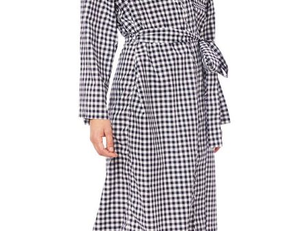 Pima Cotton Robe - Dark Navy Gingham Discount