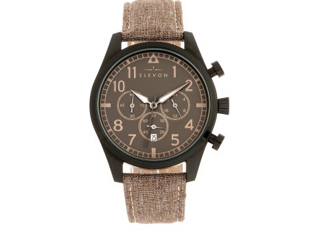 Elevon Curtiss Chronograph Nylon-Overlaid Leather-Band Watch - Beige Black Fashion