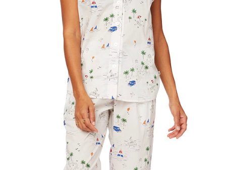 Capri Pajama Set - Beach Print Hot on Sale