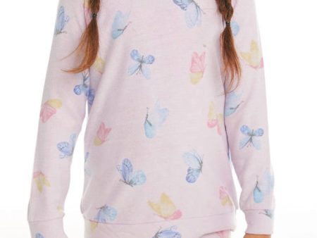 Butterfly Pink Fleece Kids Sweatshirt   Pant Online Sale