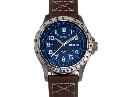 Axwell Blazer Leather Strap Watch - Brown Navy Supply