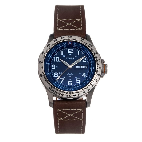 Axwell Blazer Leather Strap Watch - Brown Navy Supply