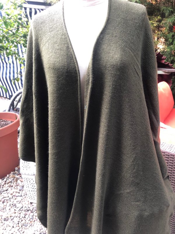 Olive Green Alpaca Cape Hot on Sale