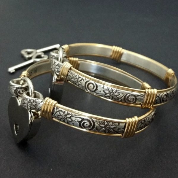 WILD FLOWER Submissive Handcuffs Sterling w  Gold Accents {Pair} Online now