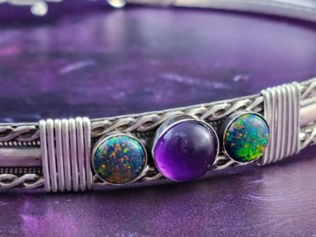 BABYLON COLLAR Amethyst, Black Opal and Sterling Silver Cheap