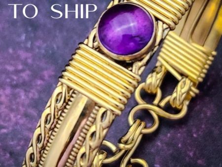 READY TO SHIP BABYLON Amethyst and 14K Gold Filled TRADITIONAL Single Bracelet, Size 7.0 Sale