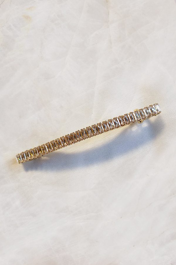 Extra-Long Emerald Cut Rhinestone Barrette Discount