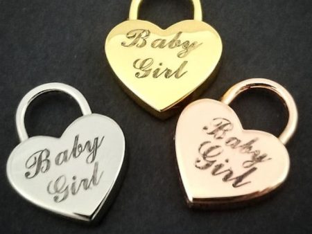 BABY GIRL Engraved Heart Locks, Small {7 8 ) Sale