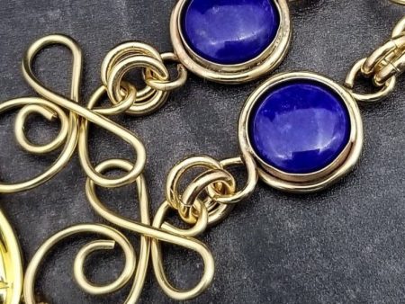 COLLAR, Submissive Locking Links & Gems, CELTIC PRIESTESS, LAPIS LAZULI and 14K Gold Filled Online now