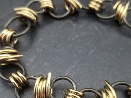 BRAMBLES Barbed Dominant s Key Keeper Chain Link Bracelet {Black and Gold} For Sale