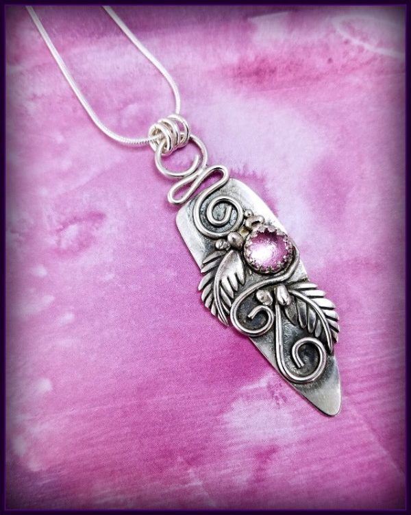 READY TO SHIP Floral Garden Pendant, Jozi, Sterling with Pink Sapphire Supply