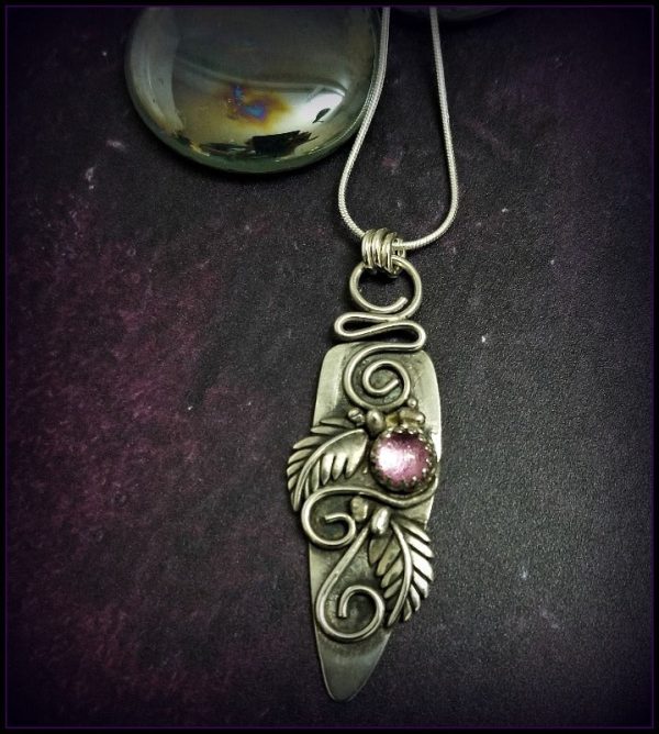 READY TO SHIP Floral Garden Pendant, Jozi, Sterling with Pink Sapphire Supply