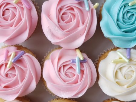 Regular Size Cupcakes with Rosettes and Oversized Sprinkles Fashion