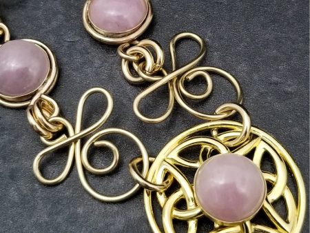 COLLAR, Submissive Locking Triquetra & Gems, CELTIC PRIESTESS, KUNZITE and 14K Gold Filled For Discount