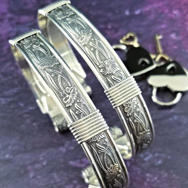 SOFT and SWEET, Sterling Silver w  Sterling Accents, Submissive Handcuff or Ankle Bracelets (Pair) Online Hot Sale