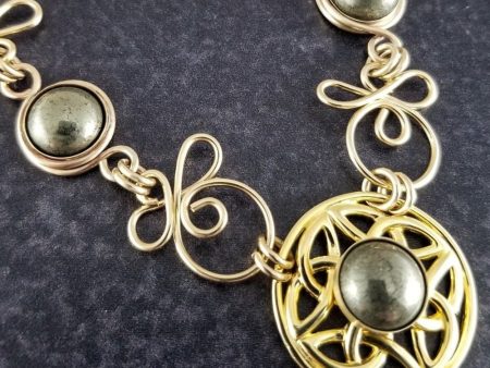 COLLAR, Submissive Locking Triquetra & Gems, CELTIC PRIESTESS, PYRITE and 14K Gold Filled Discount