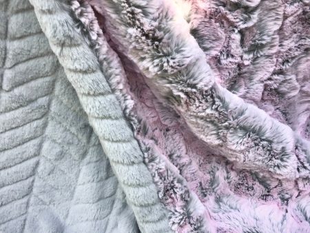 Faux Fur Pink Crush with Grey Chevron Discount