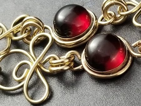 COLLAR, Submissive Locking Links & Gems, CELTIC PRIESTESS, Garnet and 14K Gold Filled Online