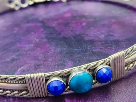 BABYLON Chrysocolla, Lapis Lazuli and Sterling Silver Locking Submissive Collar {One Of A Kind} Cheap