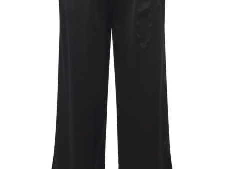 Gold Hawk Slit Silk Wide-Leg Pant - Black Sale