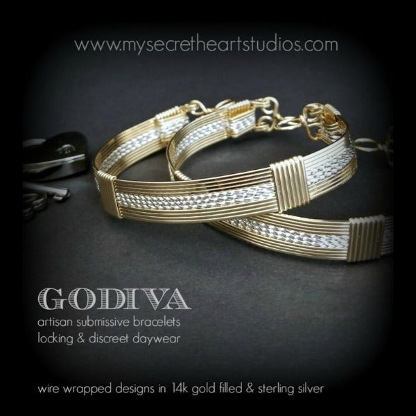 GODIVA Handcuff Bracelets {Pair} Yellow Gold Filled with Sterling Twists {Locking or Traditional Version} Fashion