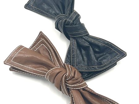 Leather Knotted Bow Barrette Cheap