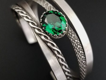 CROSSOVER Cuff, Emerald & Sterling For Discount