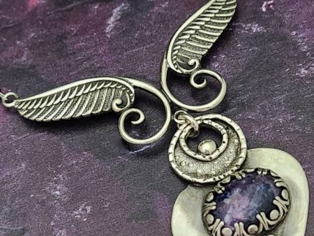 VELAVEE Angel Necklace, Sterling and Charoite, One of a Kind Online now